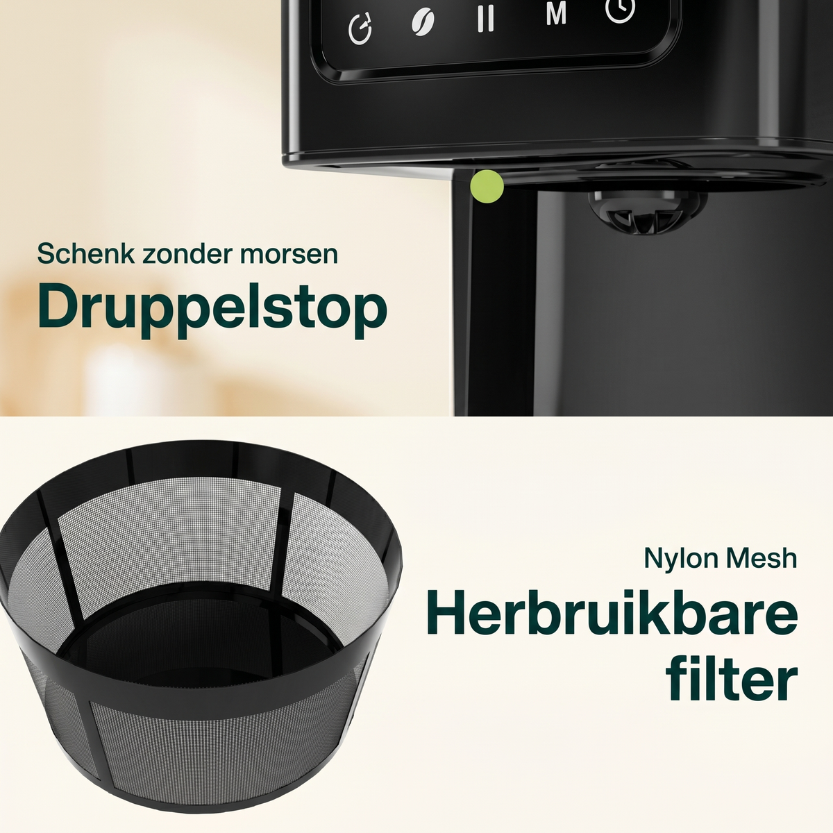 Vivid Green Kaffeemaschine 1,8L mit Display und Timer