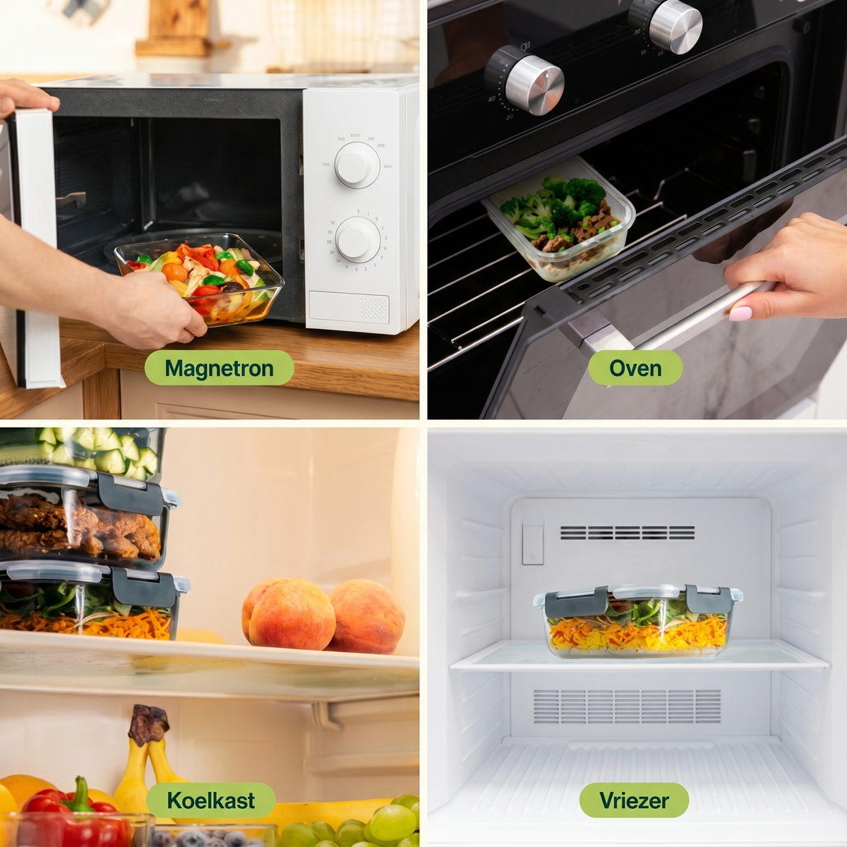 Vivid Green Meal-Prep-Behälter Glas 10 Stück