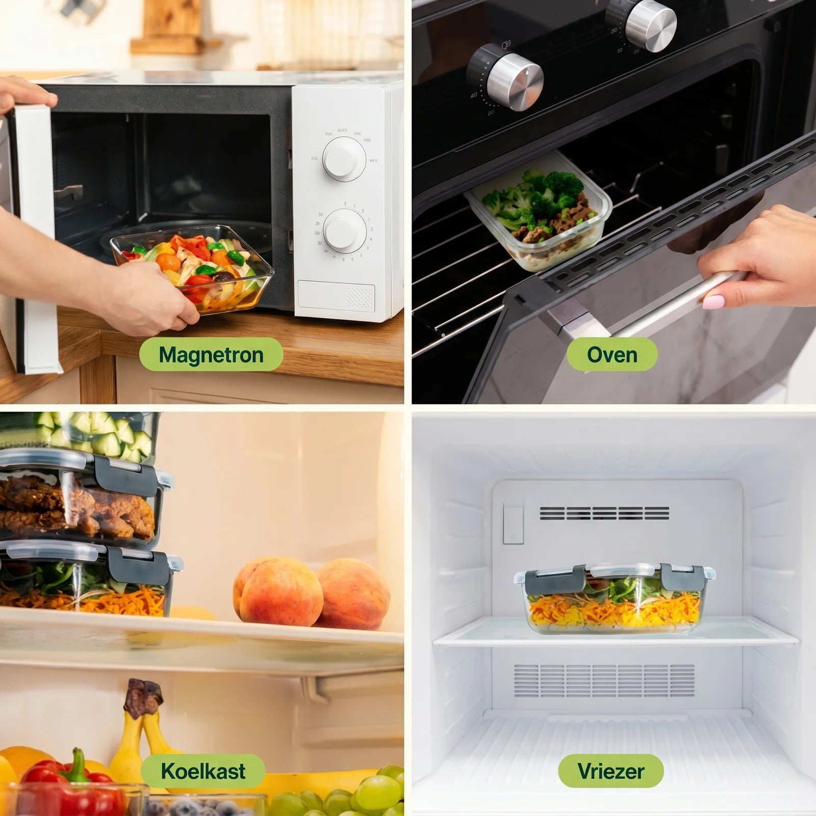 Geeignet für Gefrierschrank, Backofen und Mikrowelle
