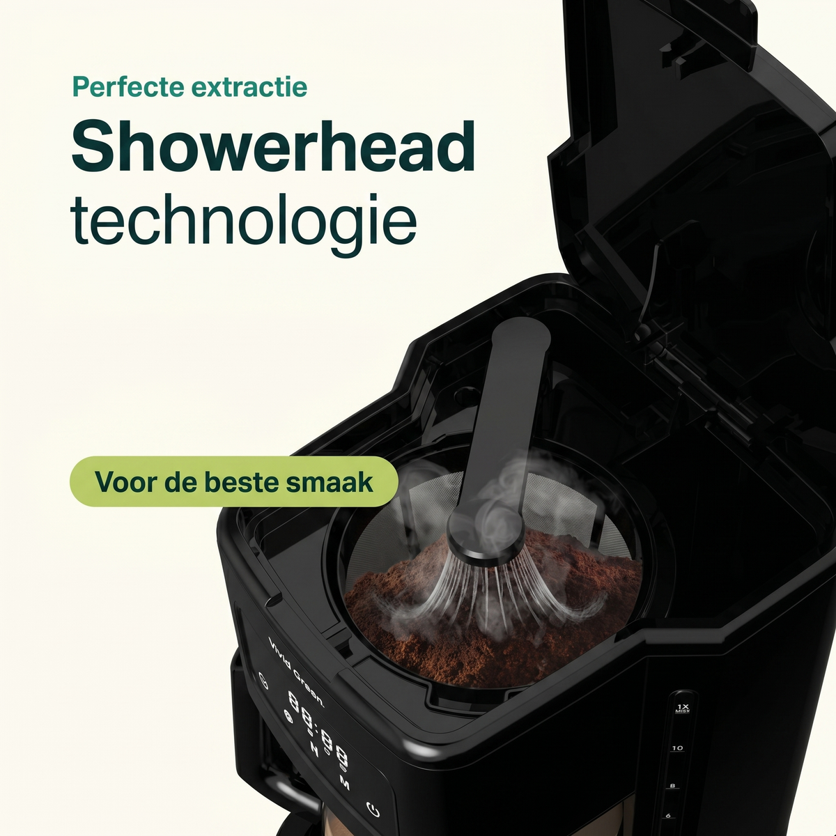 Vivid Green Kaffeemaschine 1,8L mit Display und Timer