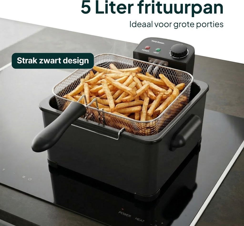 Vivid Green Fritteuse 5 Liter Schwarz