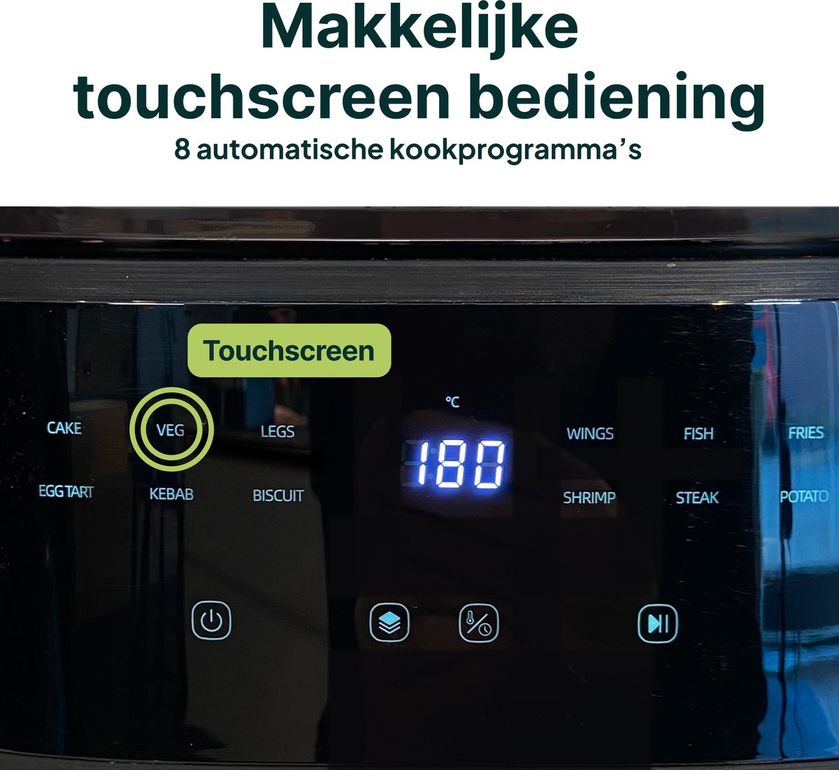 Vivid Green Heißluftfritteuse mit Display 5L