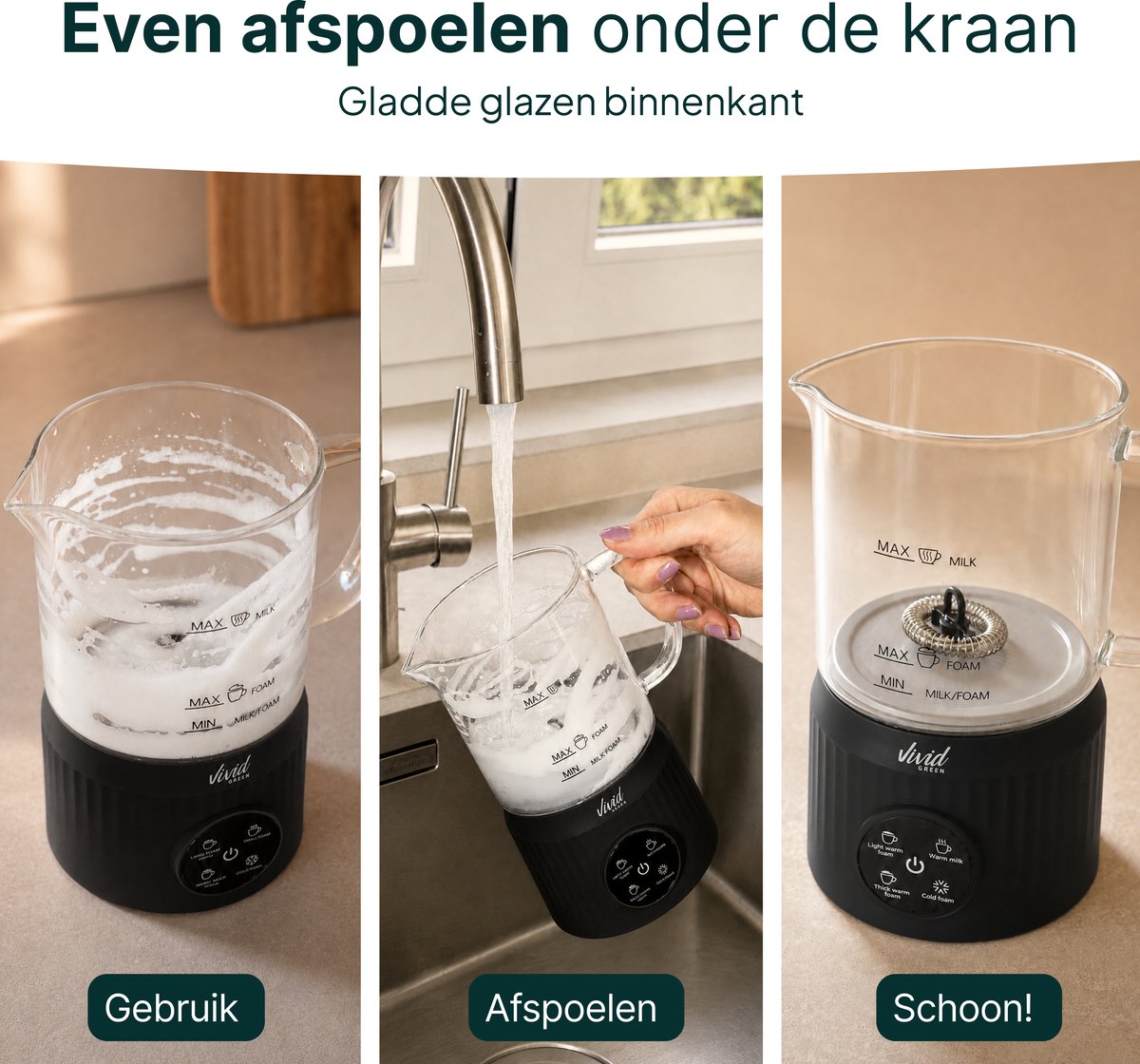 Vivid Green Glas-Milchaufschäumer - 400 ml