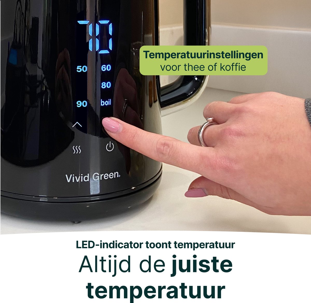 Vivid Green Wasserkocher mit Temperaturregelung