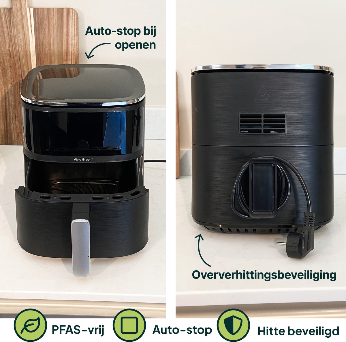 Vivid Green Heißluftfritteuse mit Display 5L