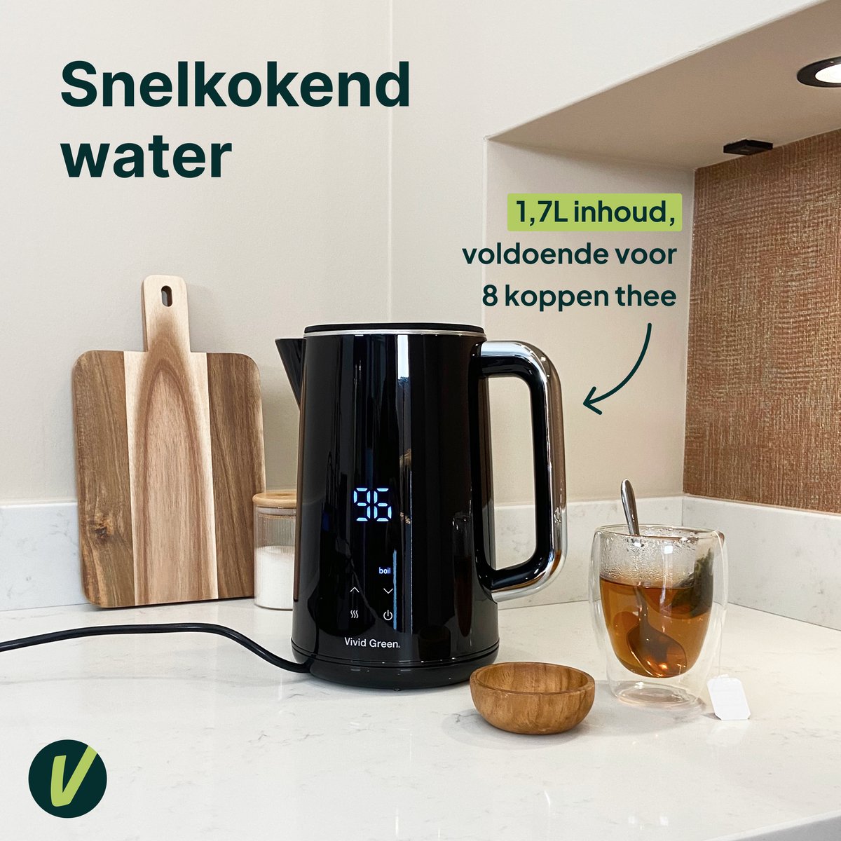 Vivid Green Wasserkocher mit Temperaturregelung