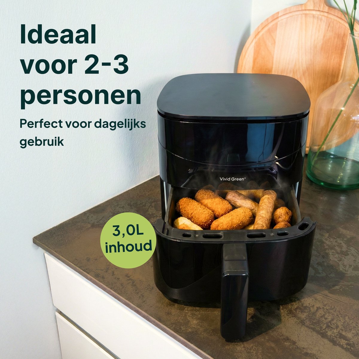 Vivid Green Heißluftfritteuse mit Display 3L
