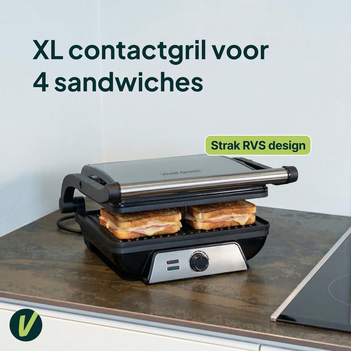 Vivid Green Sandwichmaker mit Grillfunktion