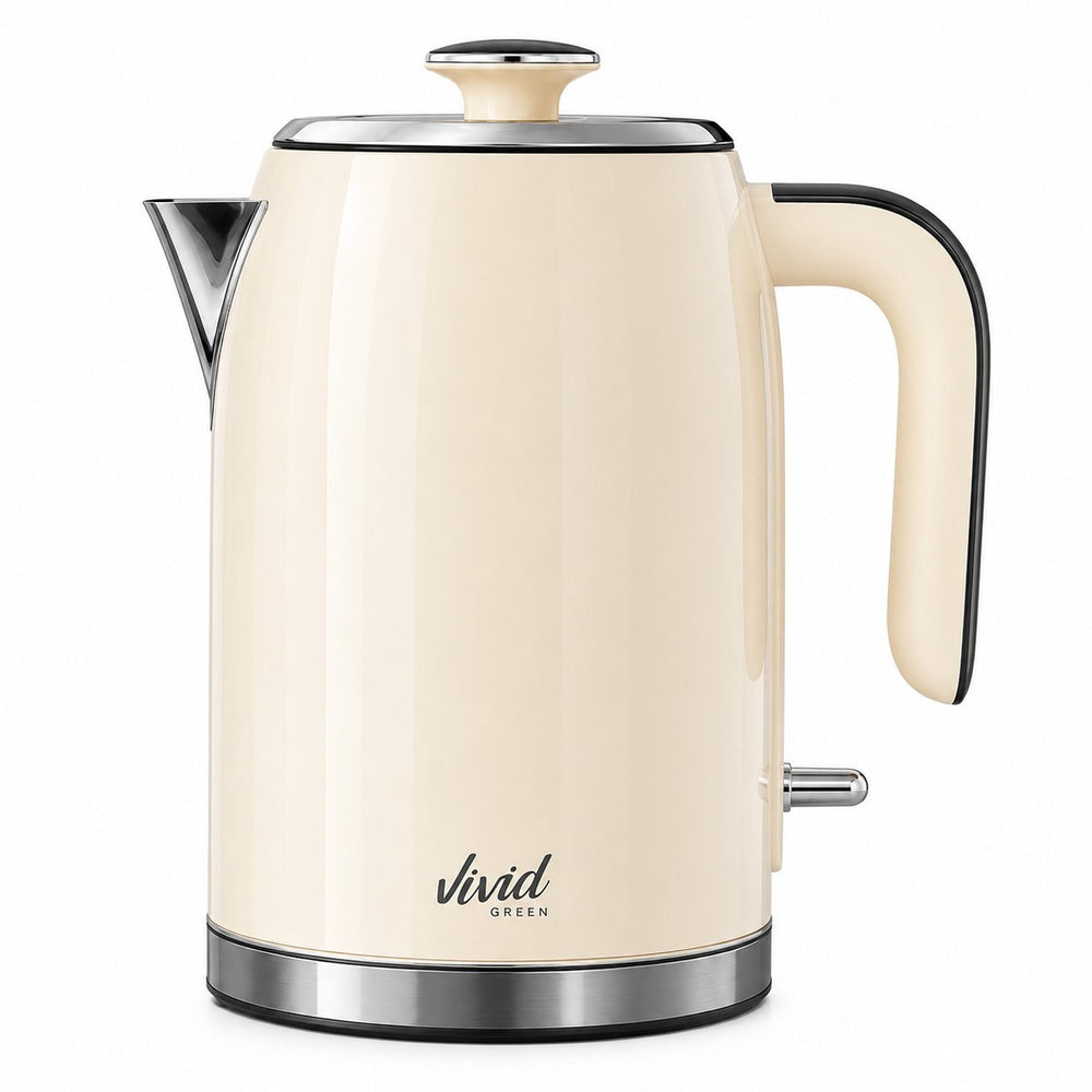 Vivid Green Luxus-Wasserkocher Retro-Design - Creme