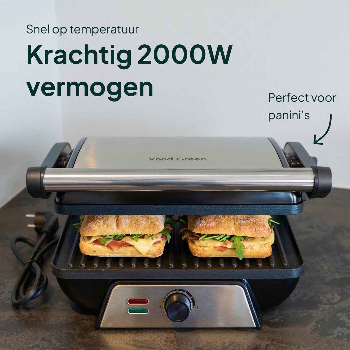 Vivid Green Sandwichmaker mit Grillfunktion