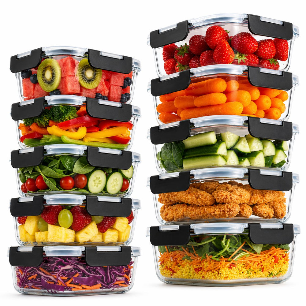 Vivid Green Meal-Prep-Behälter Glas 10 Stück