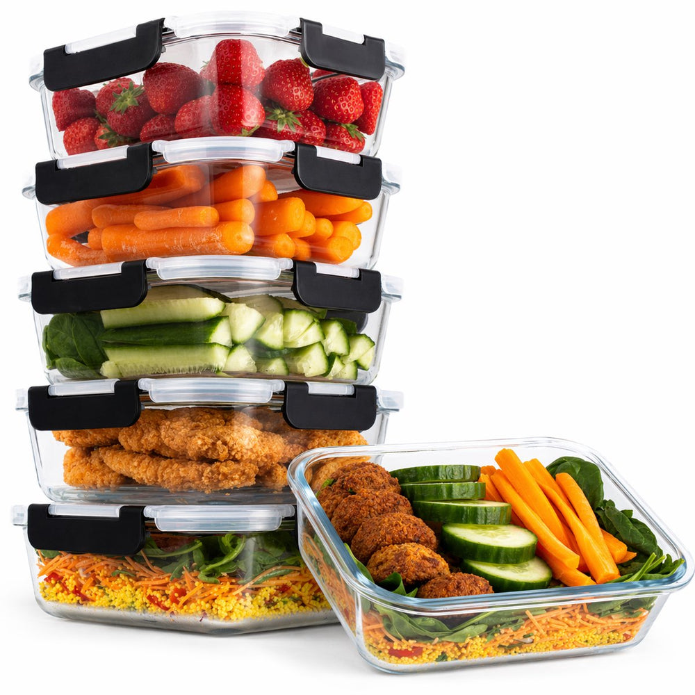 Vivid Green Meal-Prep-Behälter aus Glas, 6 Stück
