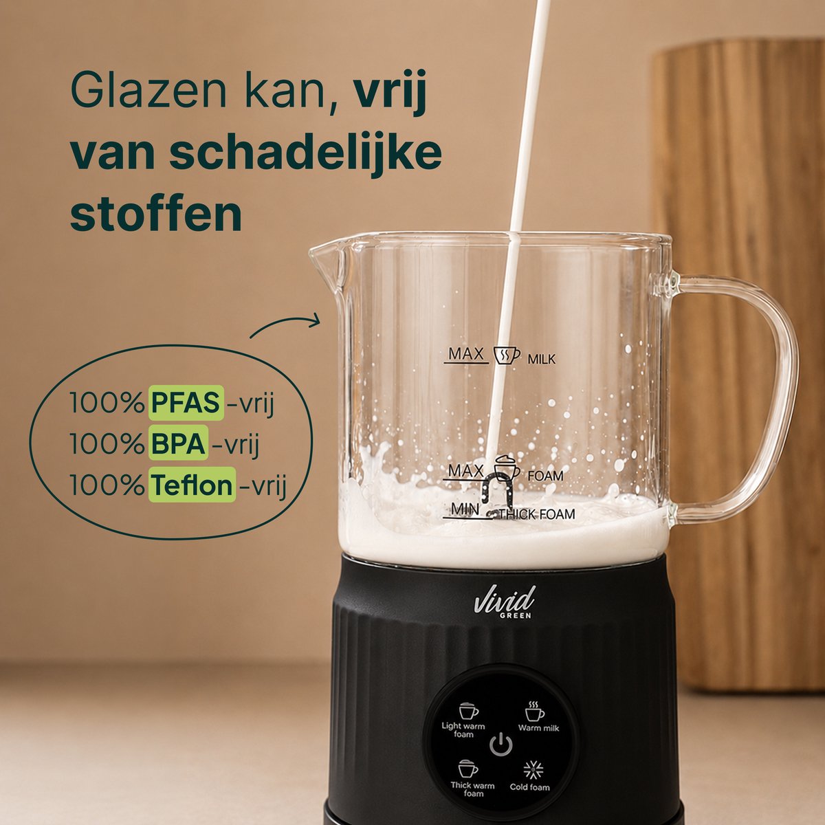 Vivid Green Glas-Milchaufschäumer - 400 ml