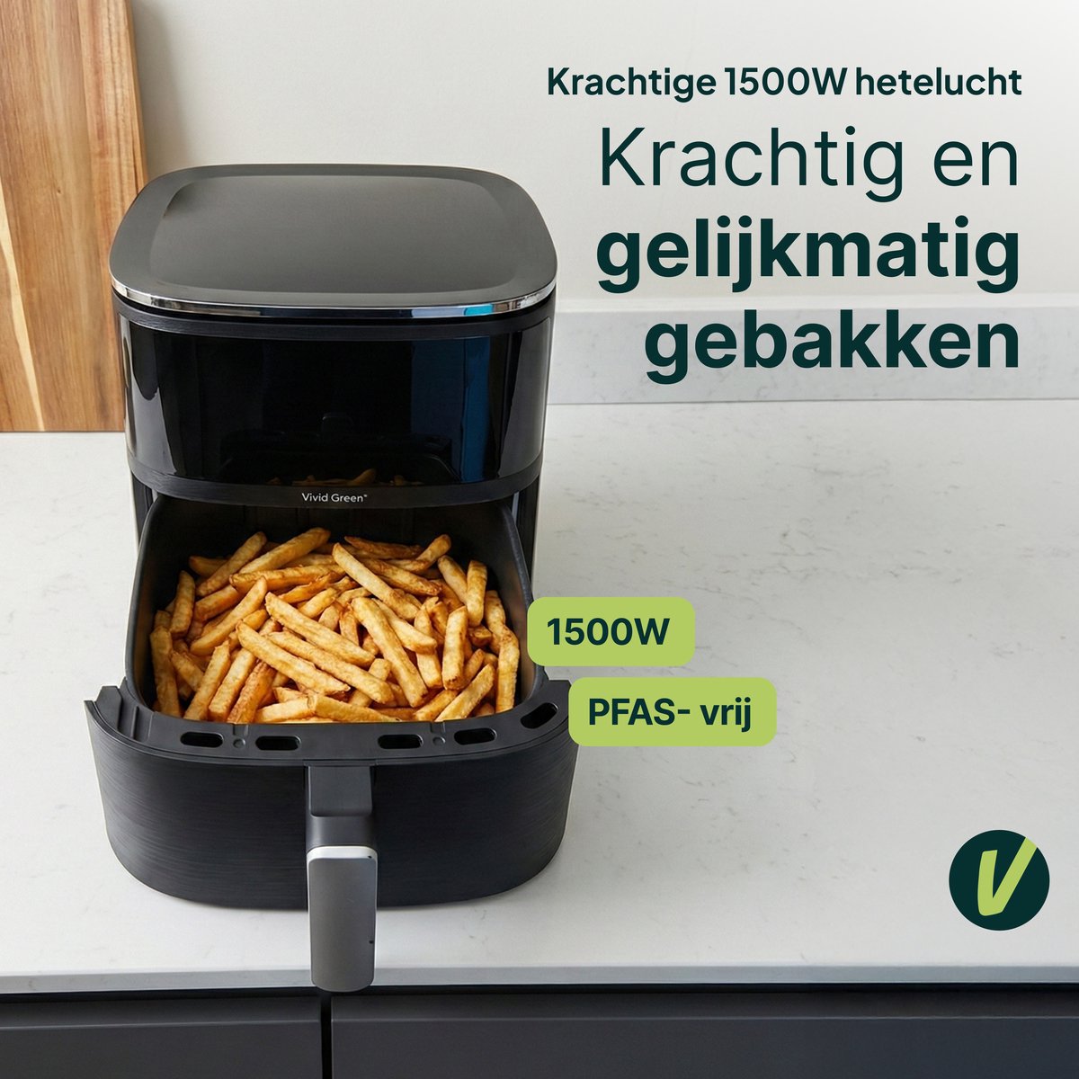Vivid Green Heißluftfritteuse mit Display 5L