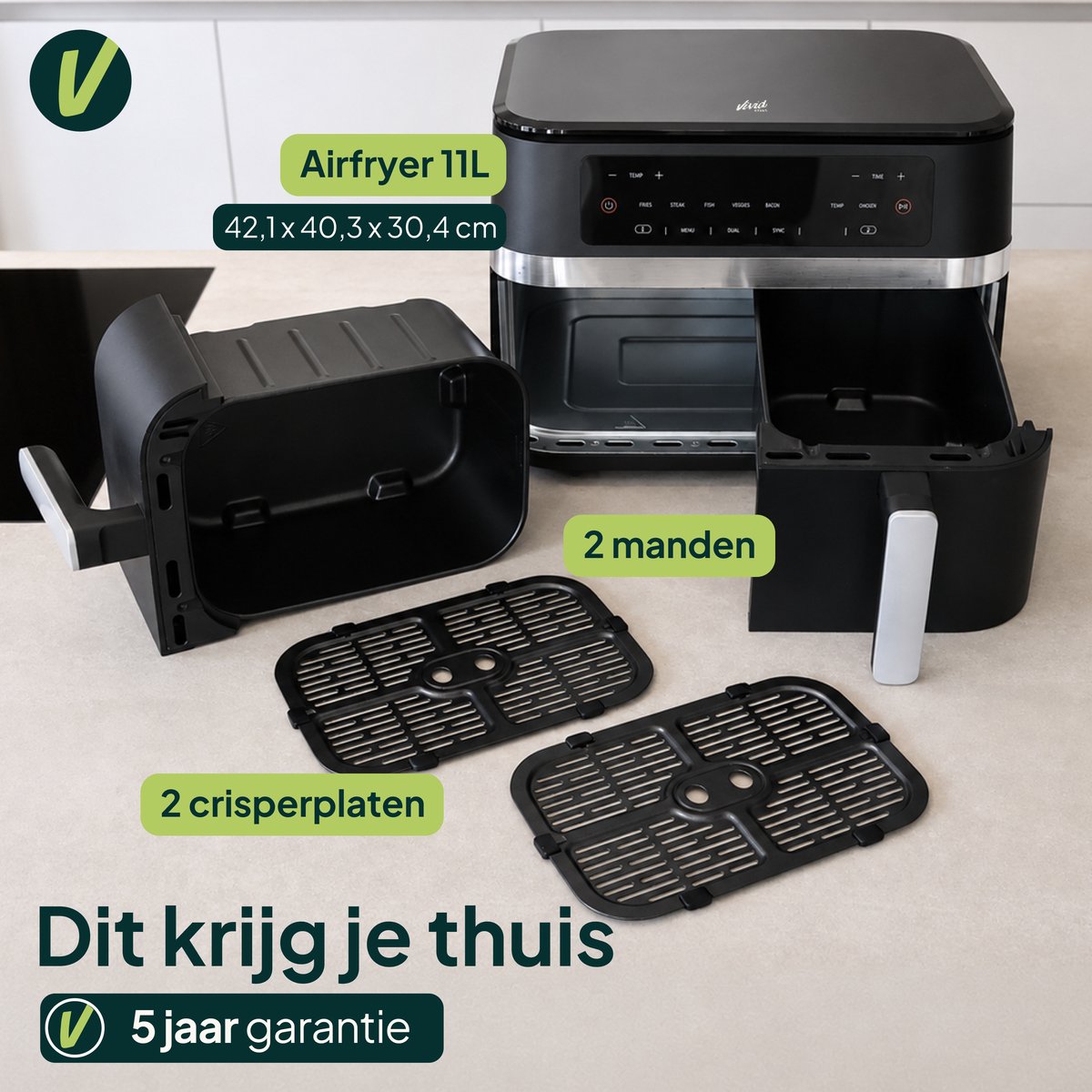 Vivid Green Doppel-Heißluftfritteuse 11L