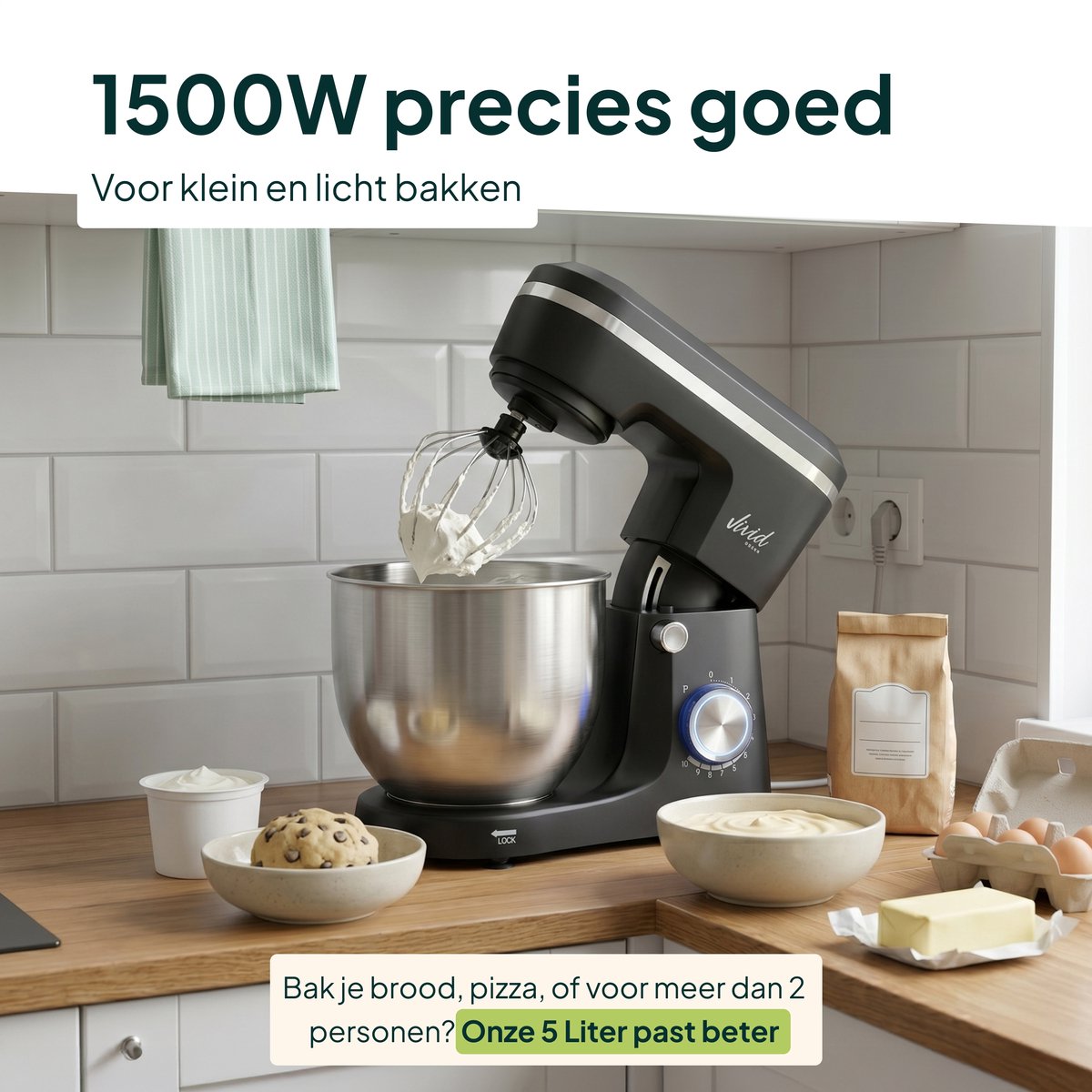 Vivid Green Küchenmaschine 1500W - 3,8L Rührschüssel