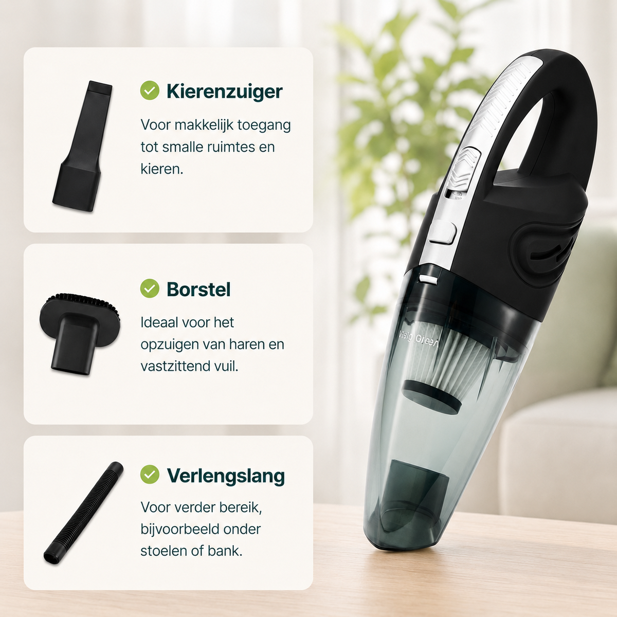 Vivid Green Akku-Handstaubsauger 5 Aufsätze - Grau