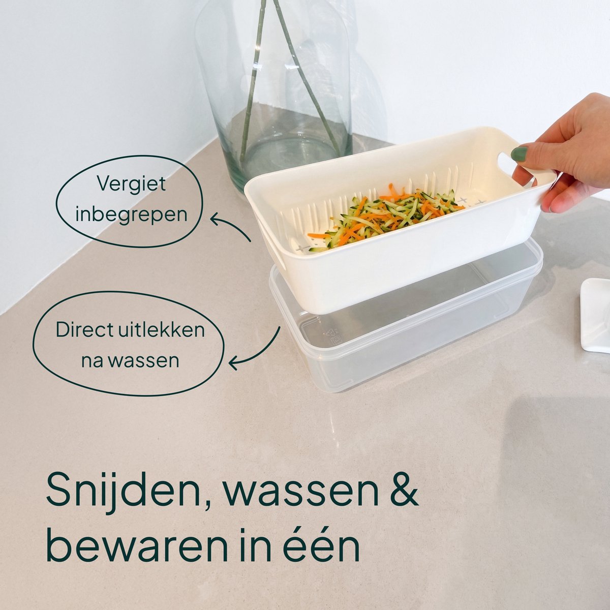 Vivid Green Gemüseschneider und Meal-Prep-Behälter Multifunktional