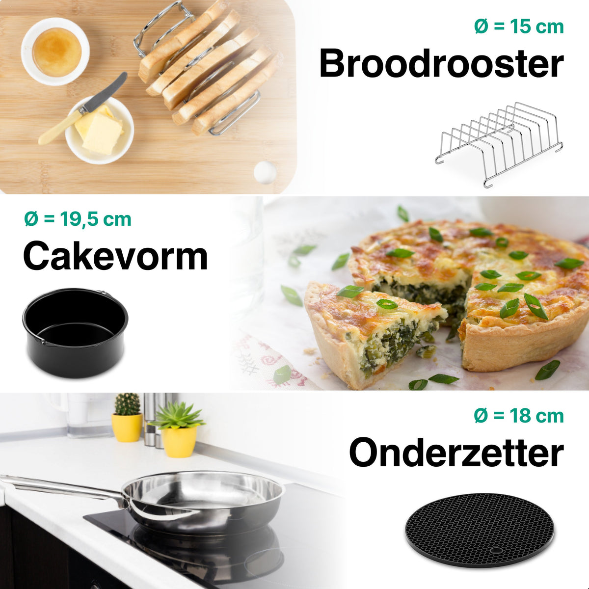 Vivid Green Heißluftfritteusen-Zubehör, 8-teiliges Set