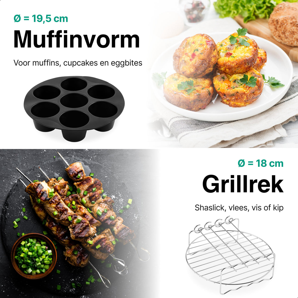 Vivid Green Heißluftfritteusen-Zubehör, 8-teiliges Set