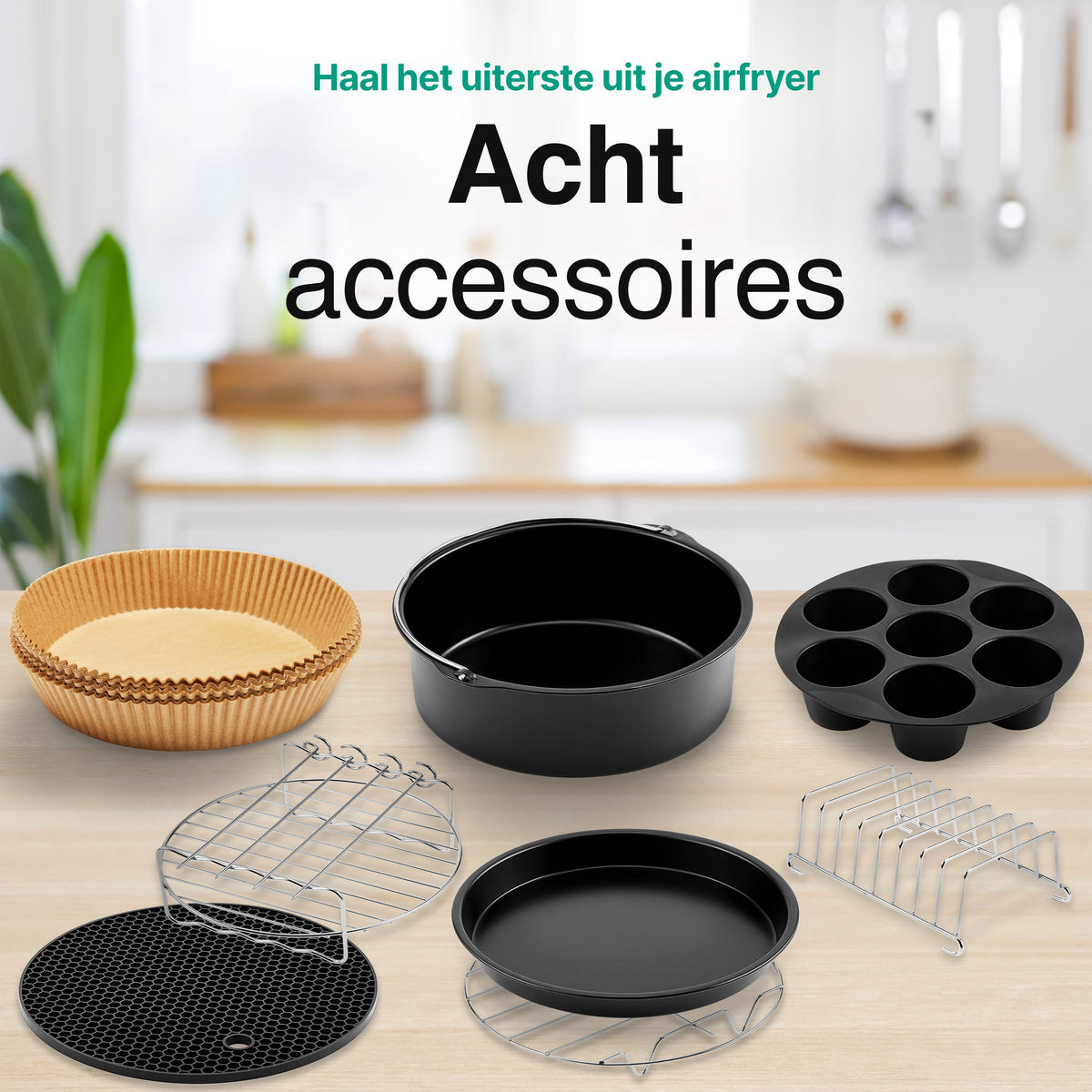 Vivid Green Heißluftfritteusen-Zubehör, 8-teiliges Set