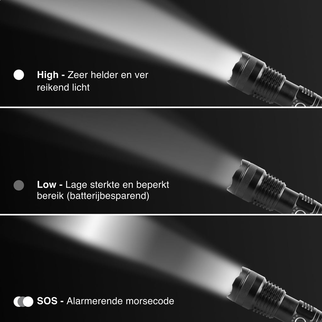 Vivid Green Taschenlampe 5000mAh Wiederaufladbar - 2500 Lumen - Schwarz