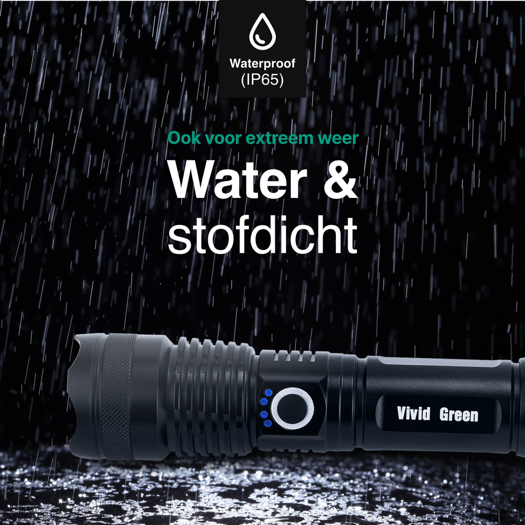 Vivid Green Taschenlampe 5000mAh Wiederaufladbar - 2500 Lumen - Schwarz