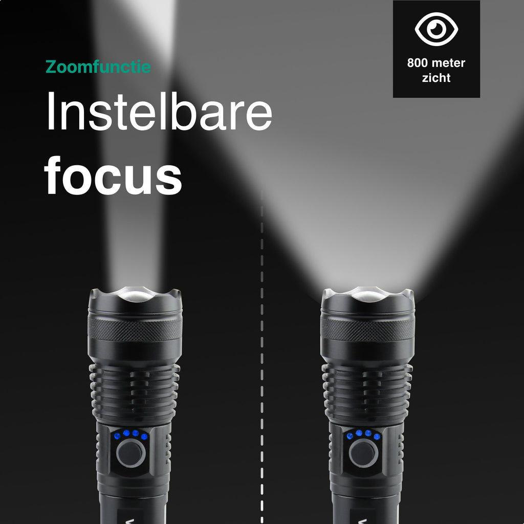 Vivid Green Taschenlampe 5000mAh Wiederaufladbar - 2500 Lumen - Schwarz