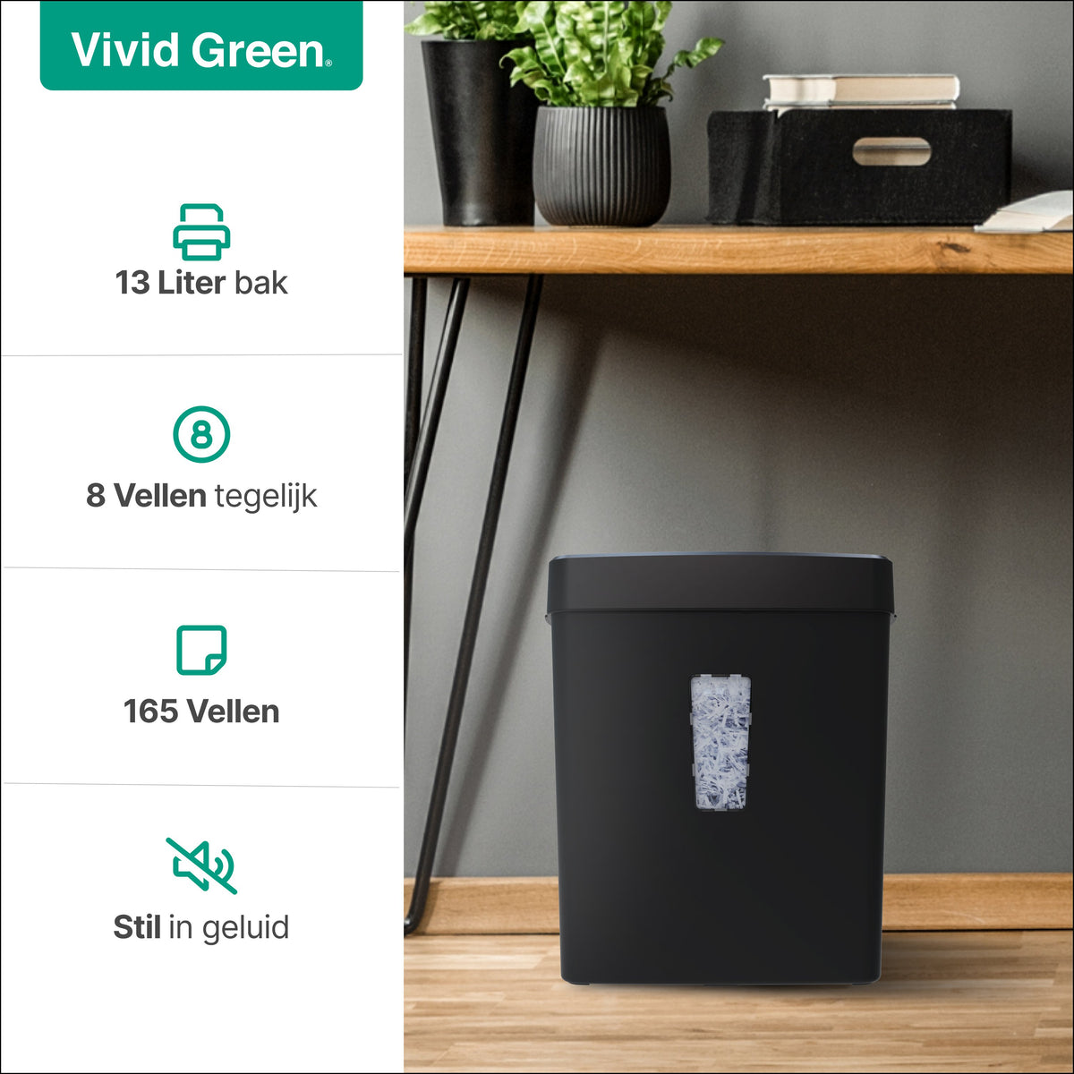 Vivid Green Aktenvernichter 13L - Schwarz