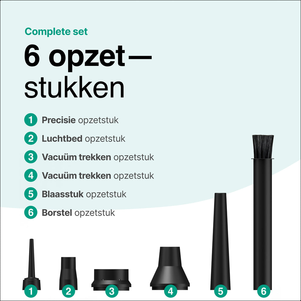 Vivid Green Druckluftspray - 50.000 U/min - Kabellos und wiederaufladbar - Schwarz