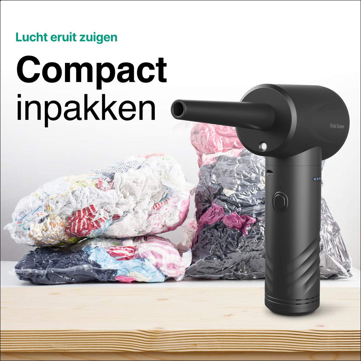 Vivid Green Druckluftspray - 50.000 U/min - Kabellos und wiederaufladbar - Schwarz