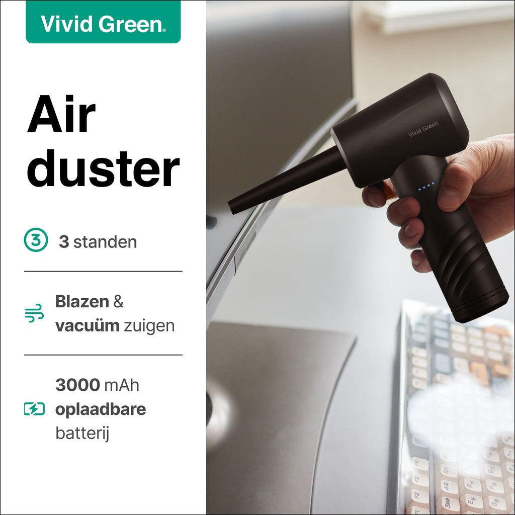 Vivid Green Druckluftspray - 50.000 U/min - Kabellos und wiederaufladbar - Schwarz