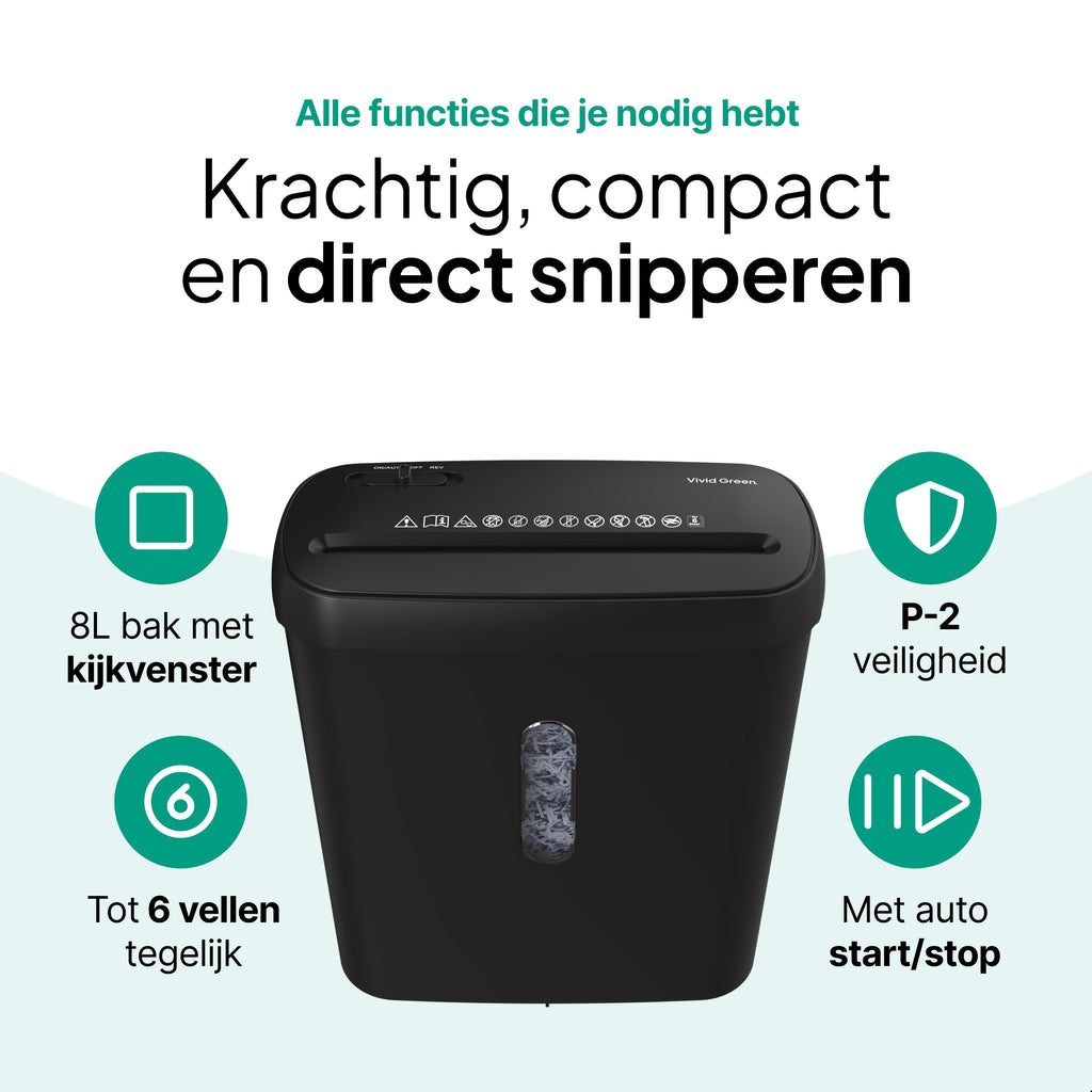 Vivid Green Aktenvernichter 8L - Schwarz