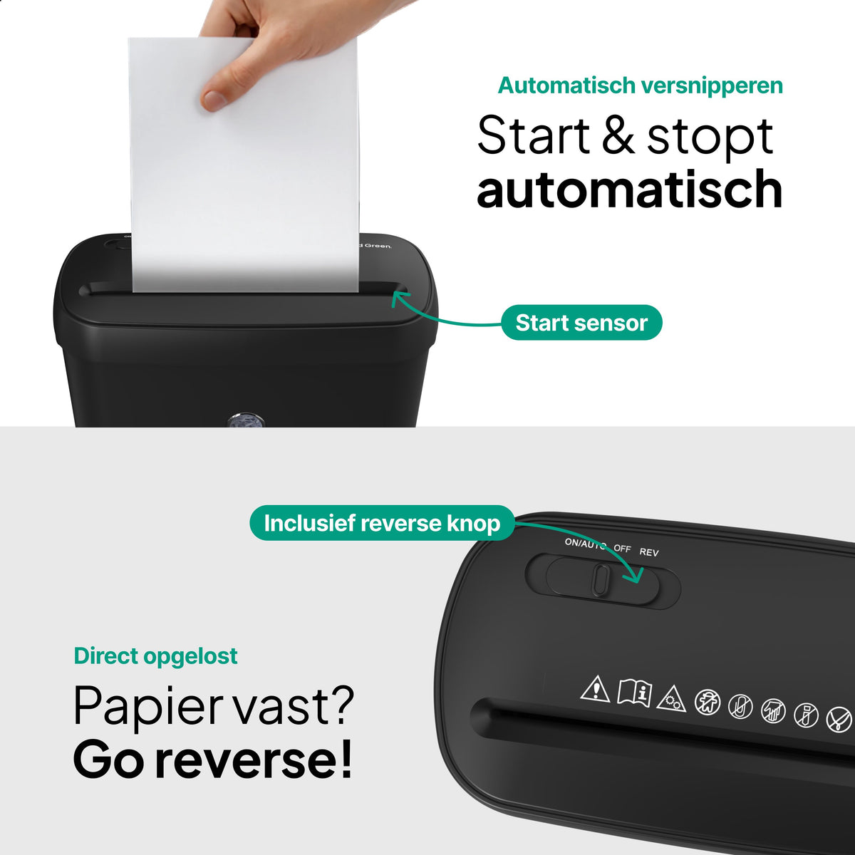 Vivid Green Aktenvernichter 8L - Schwarz