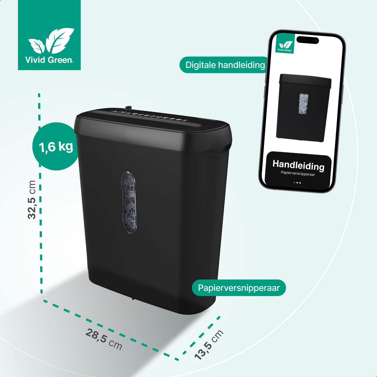 Vivid Green Aktenvernichter 8L - Schwarz