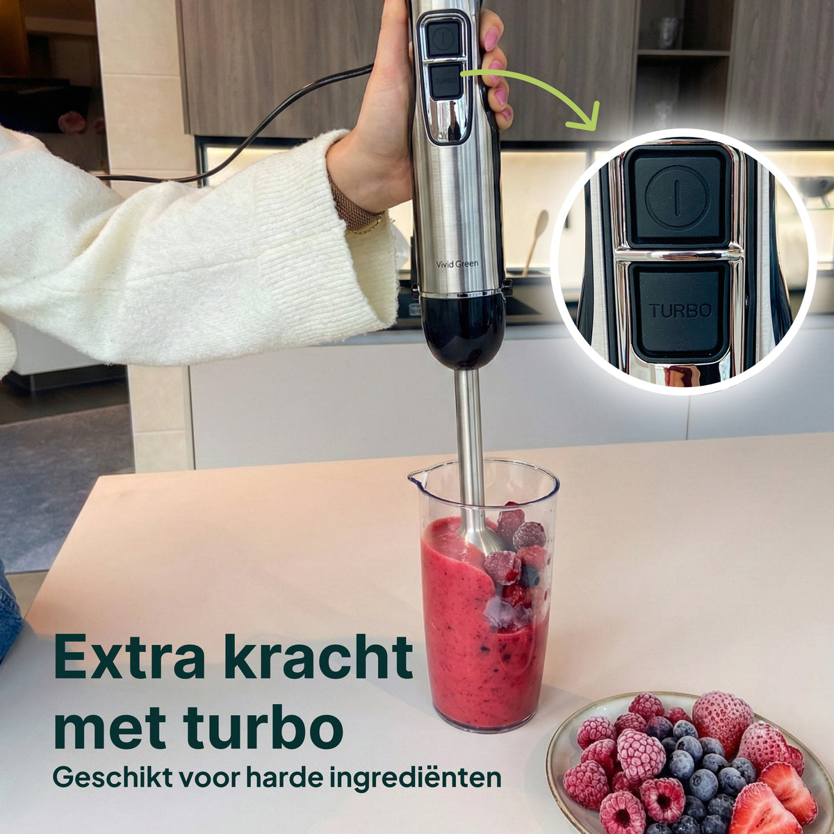 Vivid Green Stabmixer mit Messbecher