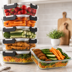Vivid Green Meal-Prep-Behälter aus Glas, 6 Stück
