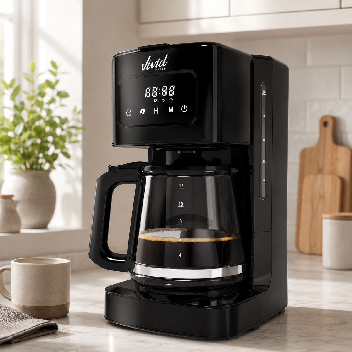 Vivid Green Kaffeemaschine 1,8L mit Display und Timer