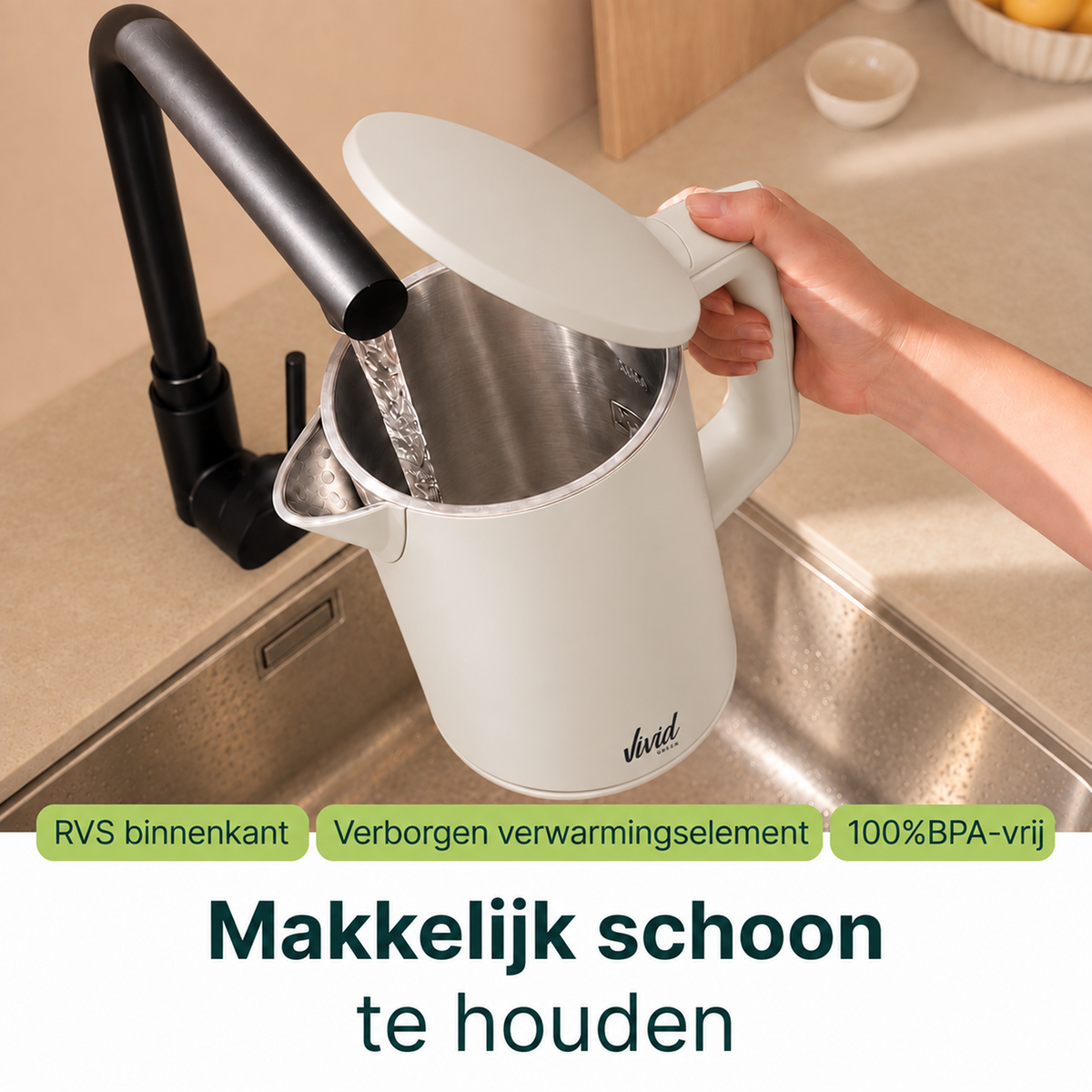 Vivid Green 2200W Wasserkocher - Creme