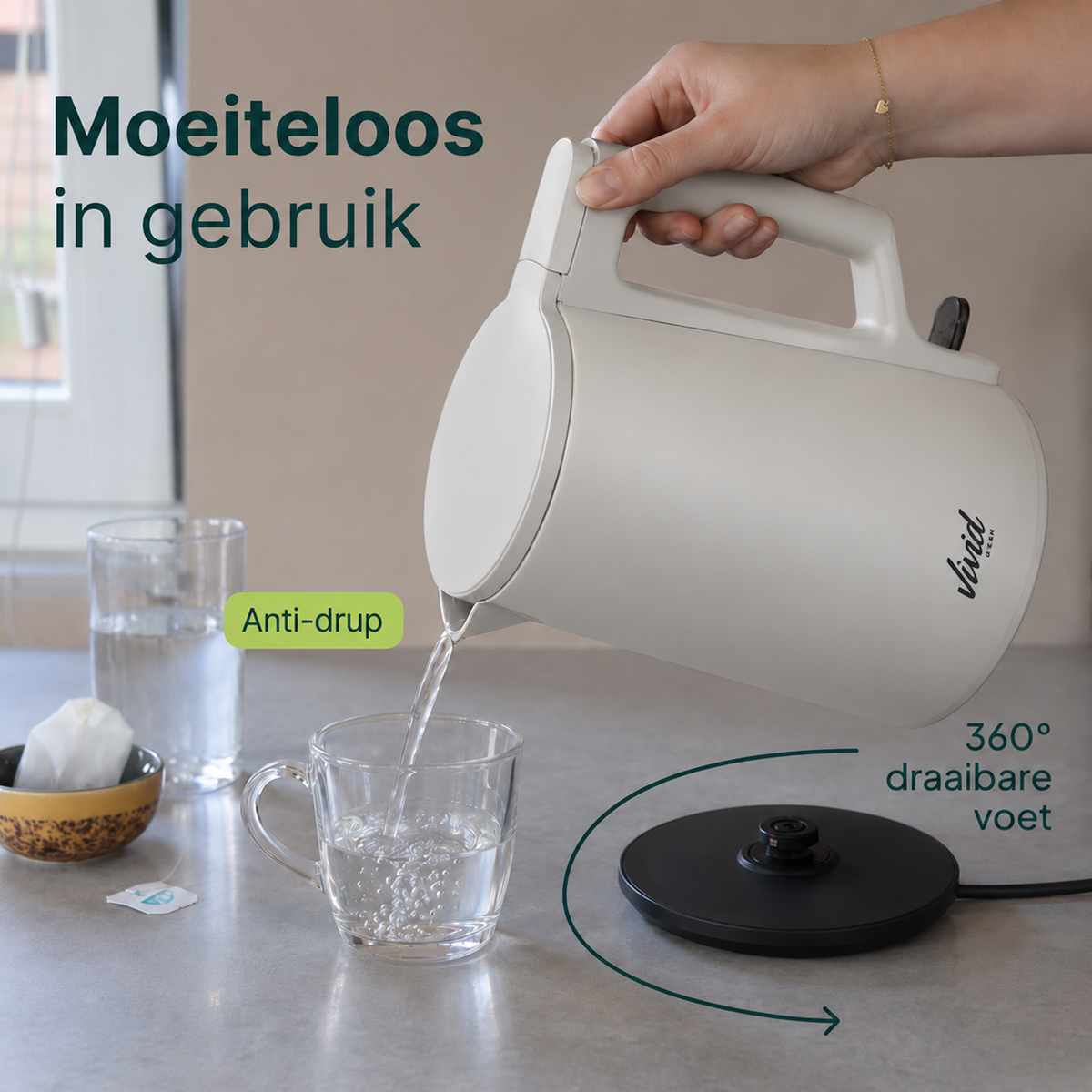 Vivid Green 2200W Wasserkocher - Creme