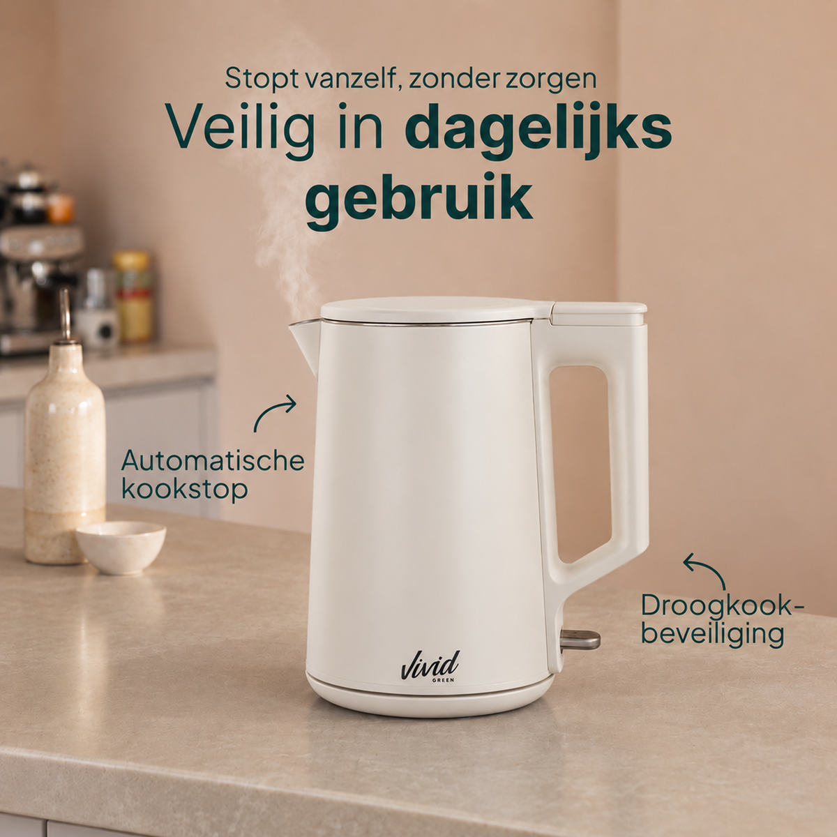 Vivid Green 2200W Wasserkocher - Creme