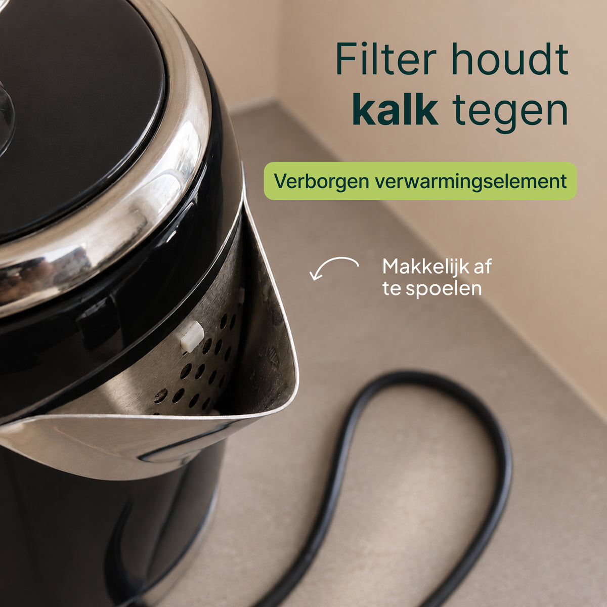 Vivid Green Luxus-Wasserkocher Retro-Design - Schwarz