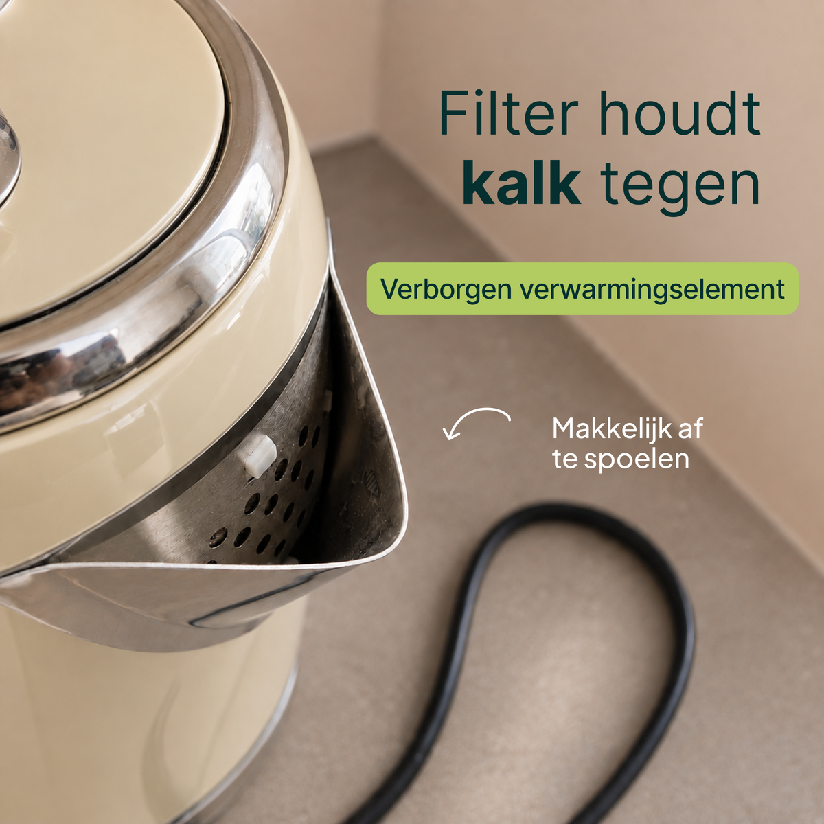 Vivid Green Luxus-Wasserkocher Retro-Design - Creme