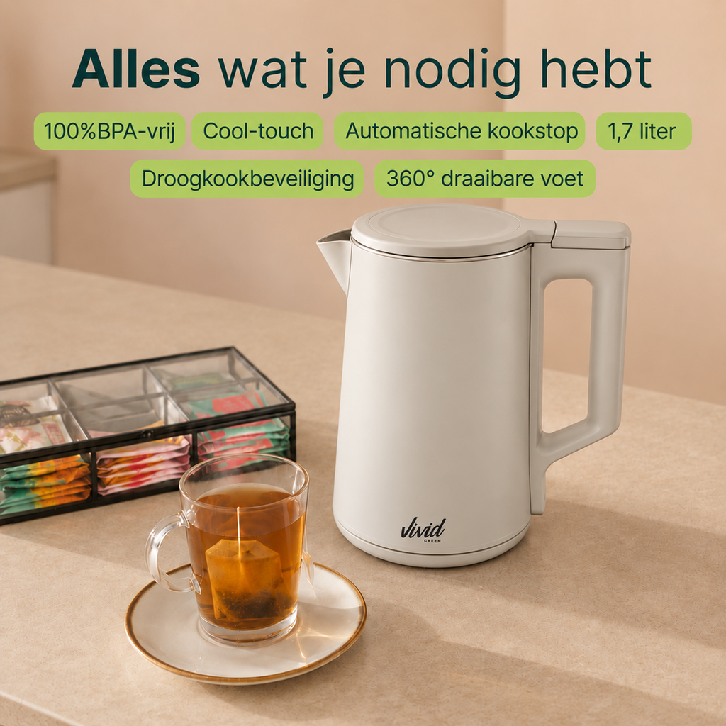 Vivid Green 2200W Wasserkocher - Creme
