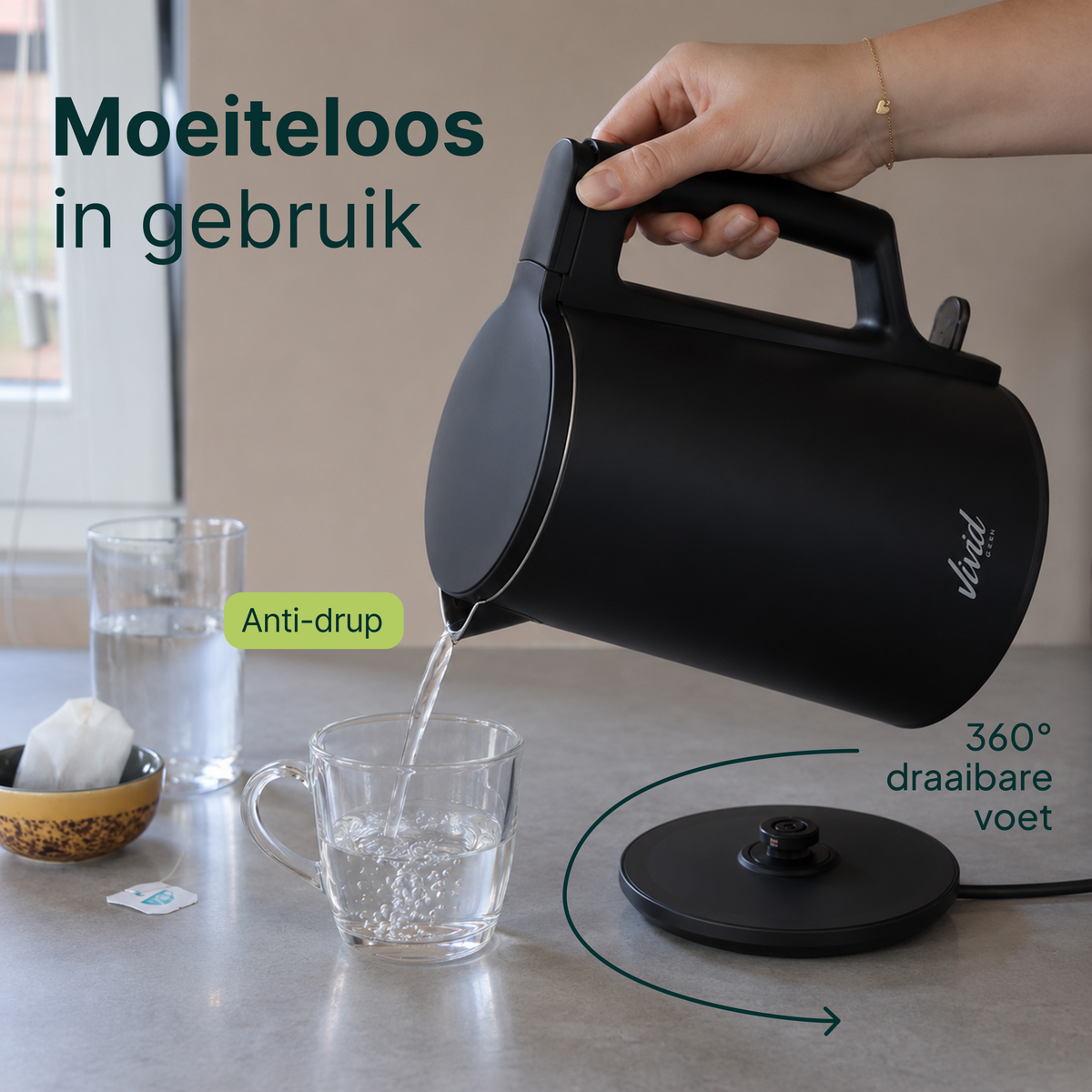 Vivid Green 2200W Wasserkocher - Schwarz