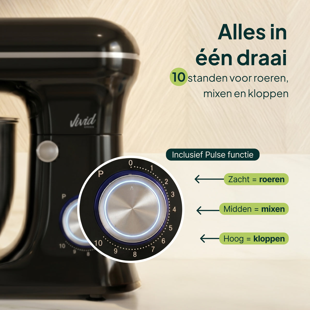 Vivid Green Küchenmaschine 1500W 5L Rührschüssel